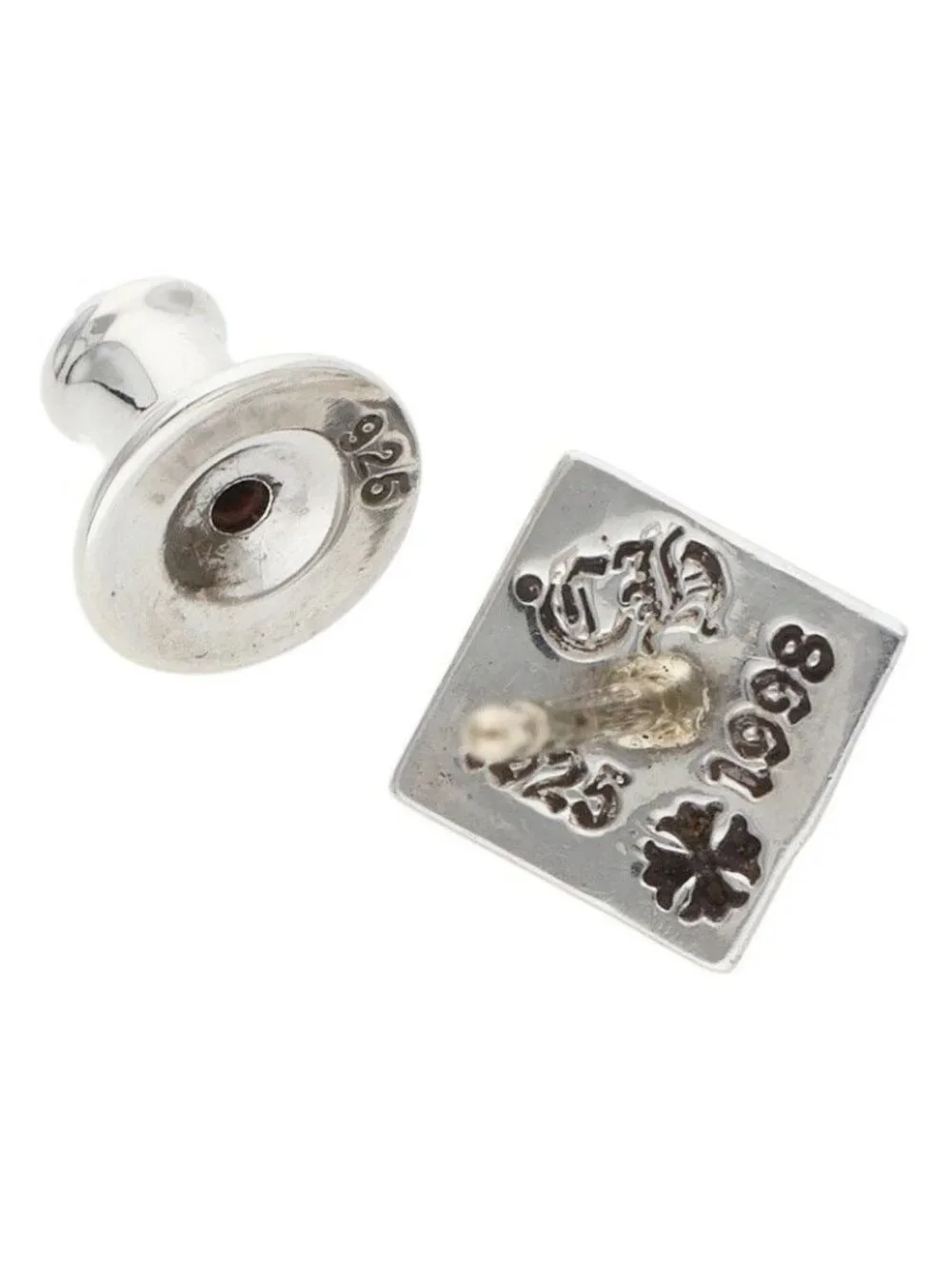 Chrome Hearts Stud Pyramid Pls Silver Earrings